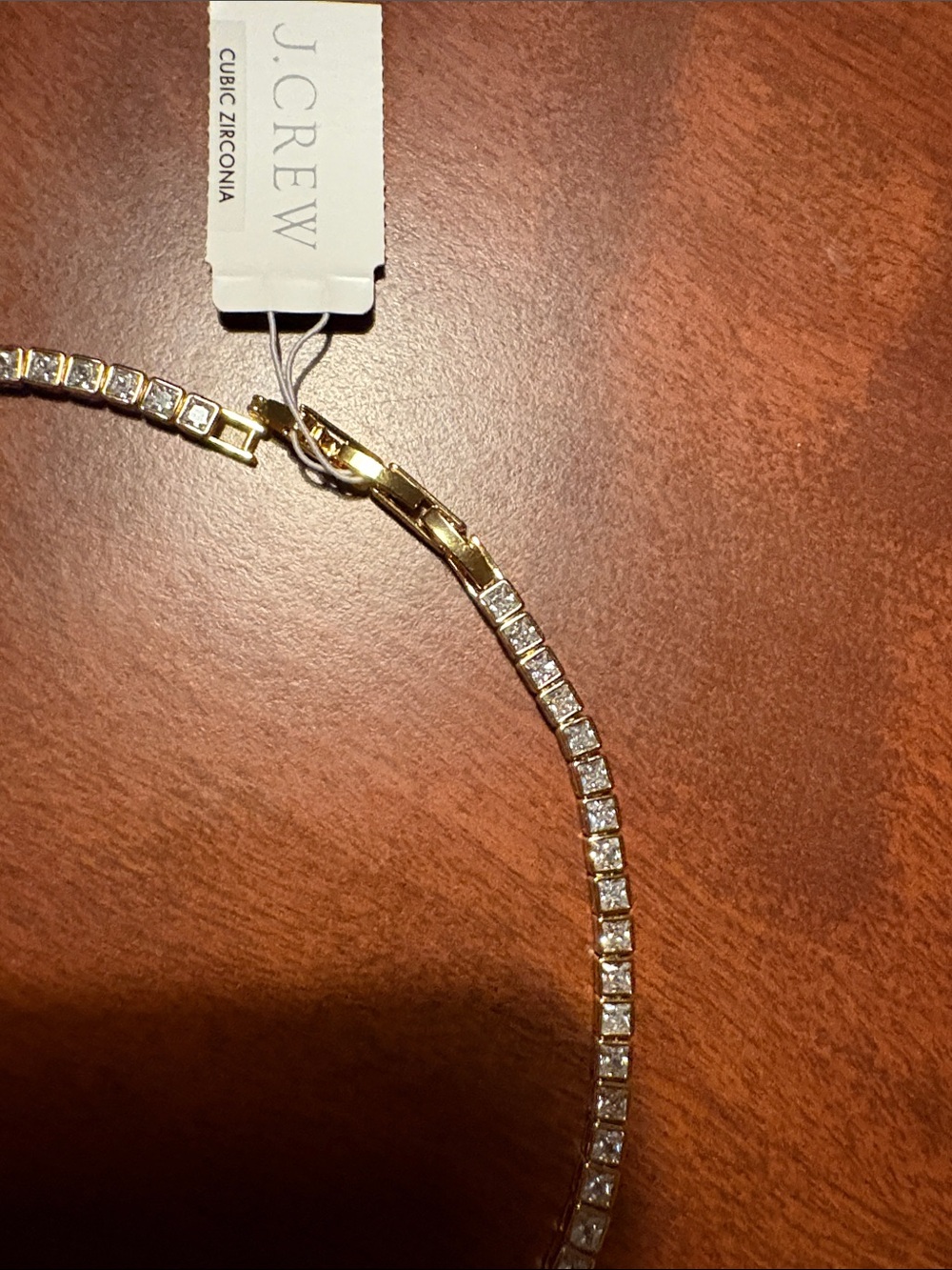 J. Crew Gold-Tone Clear Crystal Tennis Necklace - Picture 3 of 4
